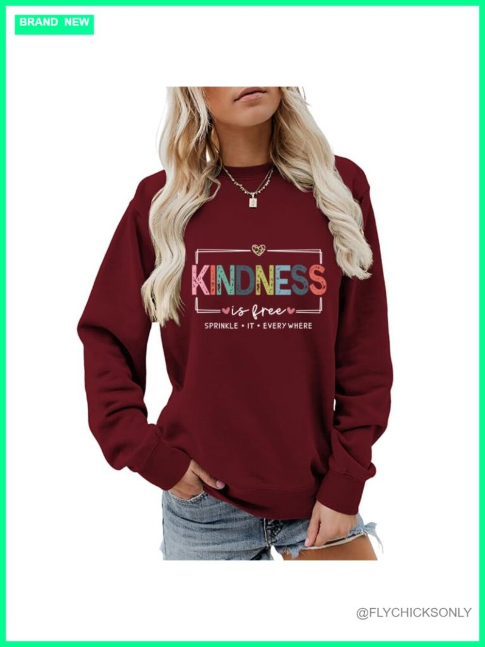 Women's Kindness Is Free Graphic Sweatshirt Cotton Blend Crewneck Pullover